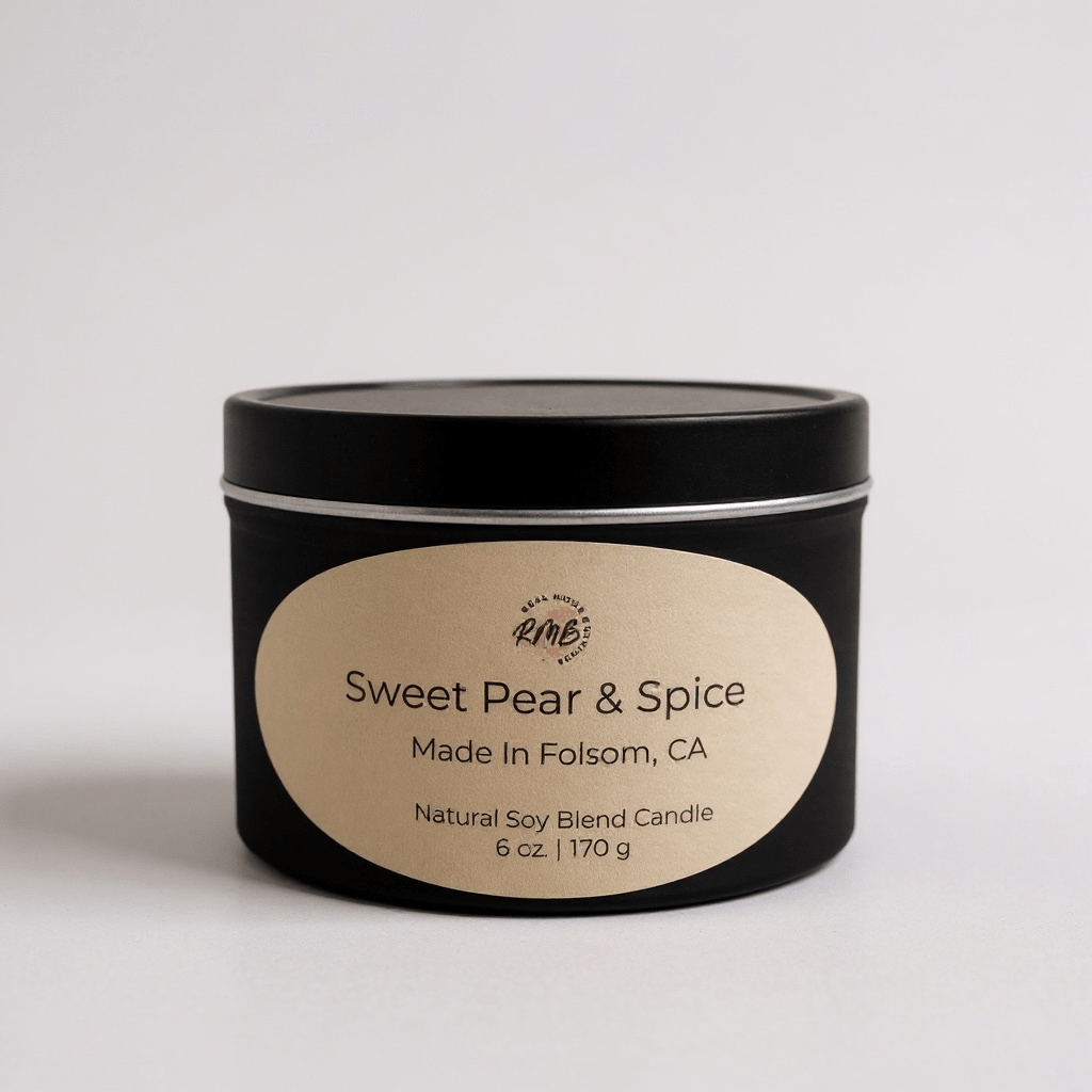 Hand - Poured Soy Blend Candle – 6 oz Black Tin - Real Moms Boutique LLC