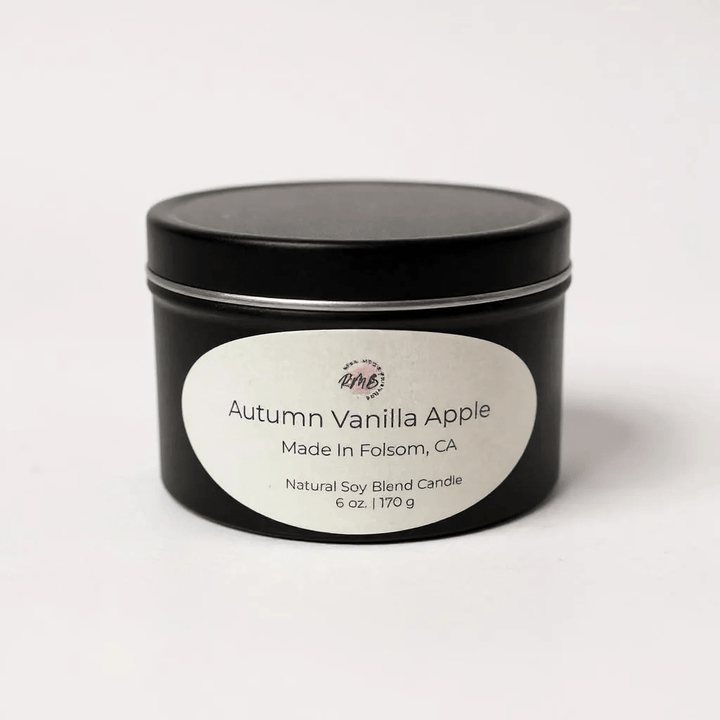 Hand - Poured Soy Blend Candle – 6 oz Black Tin - Real Moms Boutique LLC