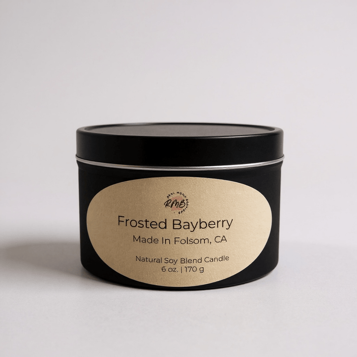 Hand - Poured Soy Blend Candle – 6 oz Black Tin - Real Moms Boutique LLC