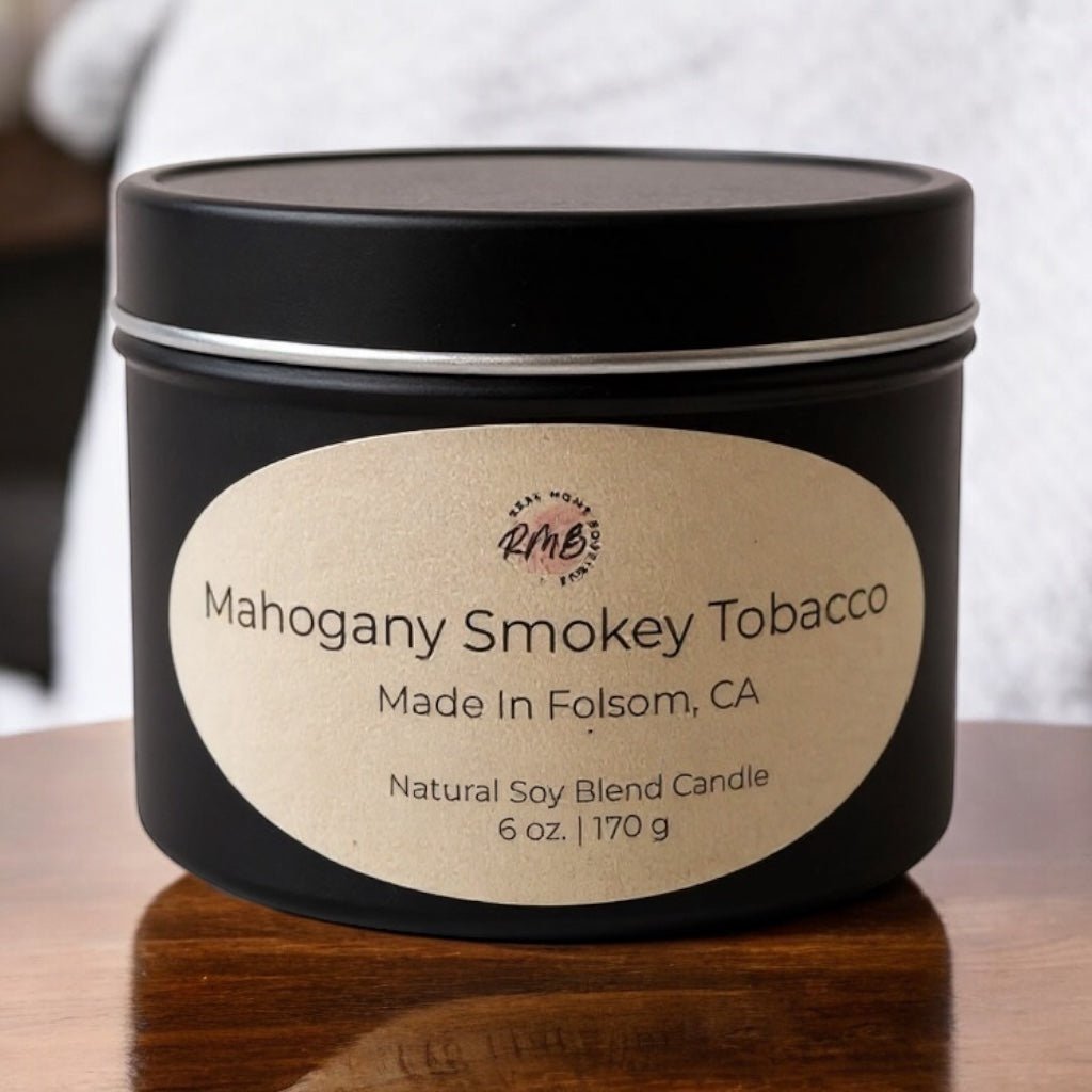 Hand - Poured Soy Blend Candle – 6 oz Black Tin - Real Moms Boutique LLC