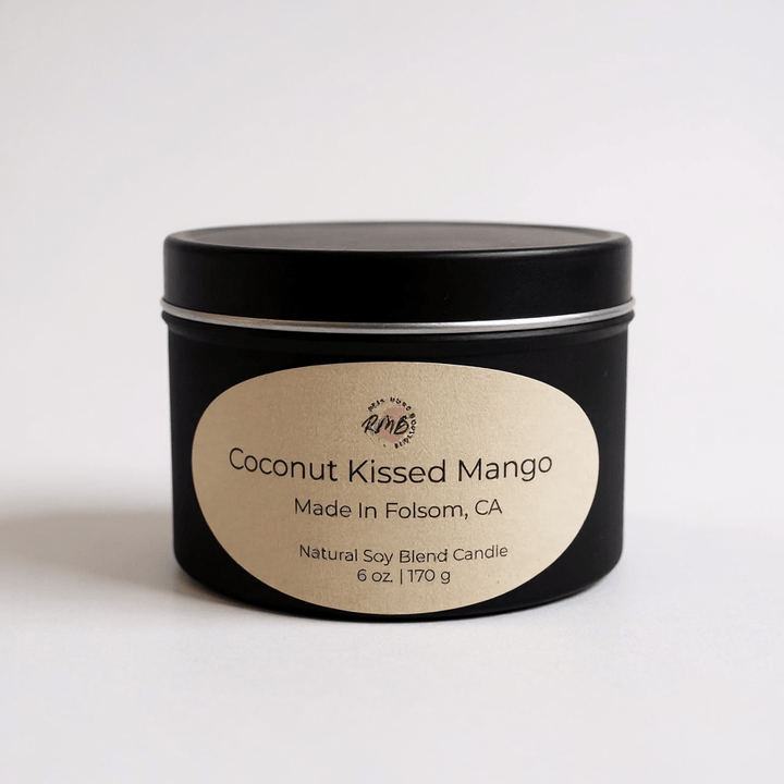 Hand - Poured Soy Blend Candle – 6 oz Black Tin - Real Moms Boutique LLC