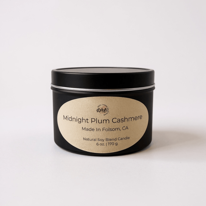 Hand - Poured Soy Blend Candle – 6 oz Black Tin - Real Moms Boutique LLC