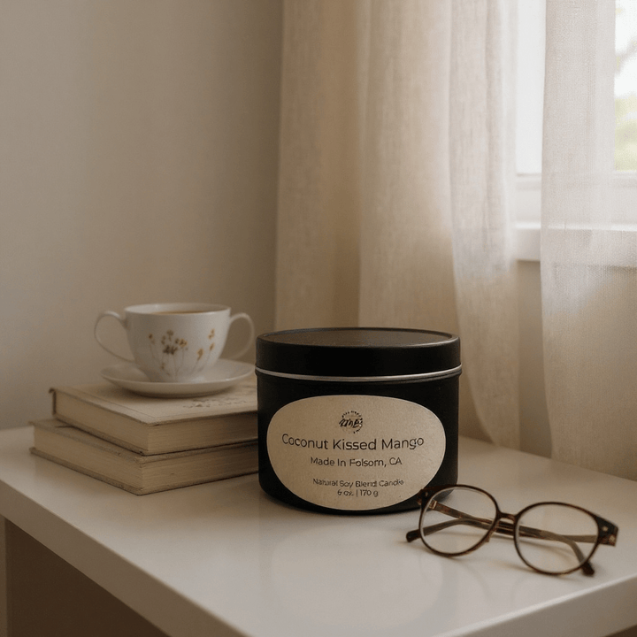 Hand - Poured Soy Blend Candle – 6 oz Black Tin - Real Moms Boutique LLC