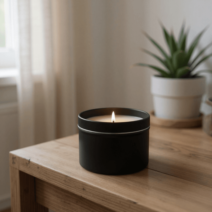 Hand - Poured Soy Blend Candle – 6 oz Black Tin - Real Moms Boutique LLC