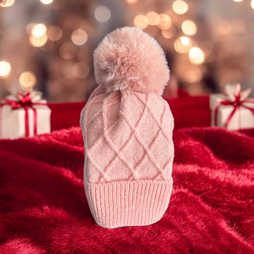 Lined Pom Pom Beanie Hats - Real Moms Boutique LLC