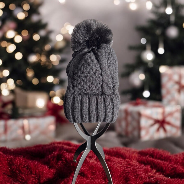 Lined Pom Pom Beanie Hats - Real Moms Boutique LLC