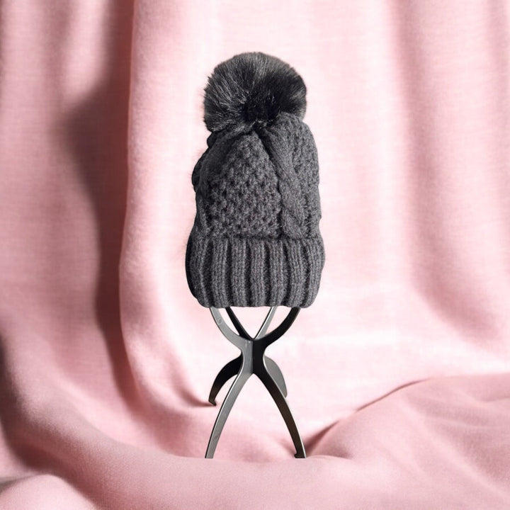 Lined Pom Pom Beanie Hats - Real Moms Boutique LLC
