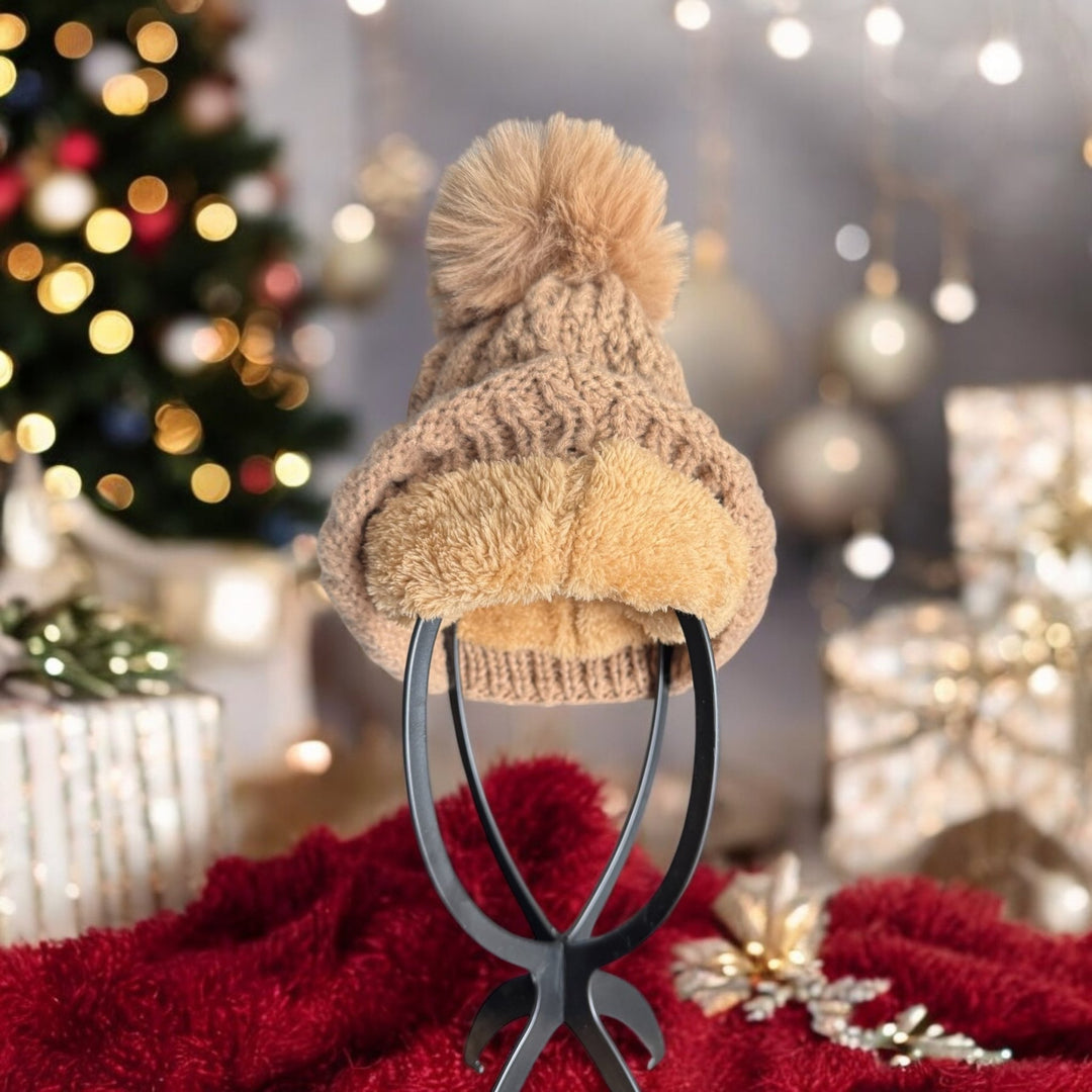Lined Pom Pom Beanie Hats - Real Moms Boutique LLC