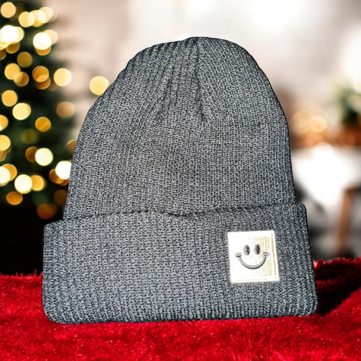 Smiley Face Beanie Hat - Real Moms Boutique LLC