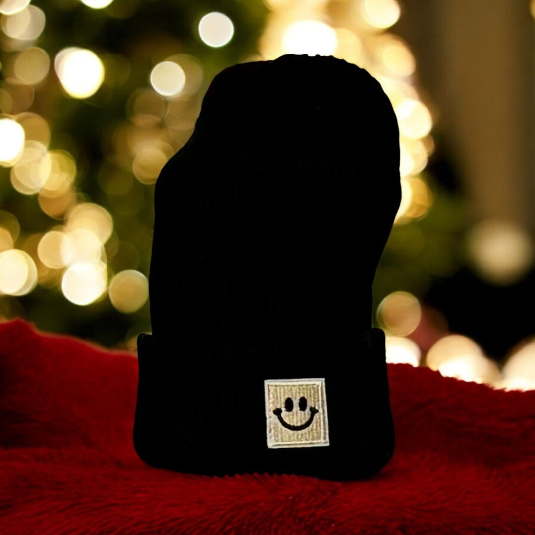Smiley Face Beanie Hat - Real Moms Boutique LLC