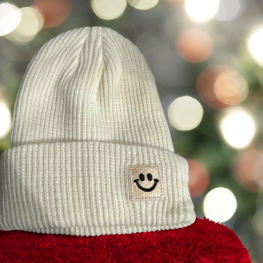 Smiley Face Beanie Hat - Real Moms Boutique LLC