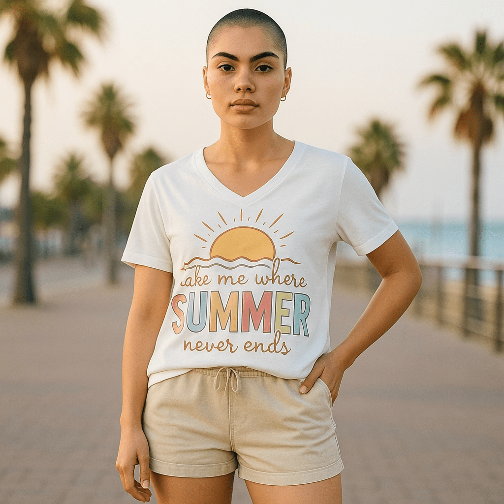 Take Me Where the Summer Never Ends T-Shirt: Women's Relaxed Fit - Real Moms Boutique LLC