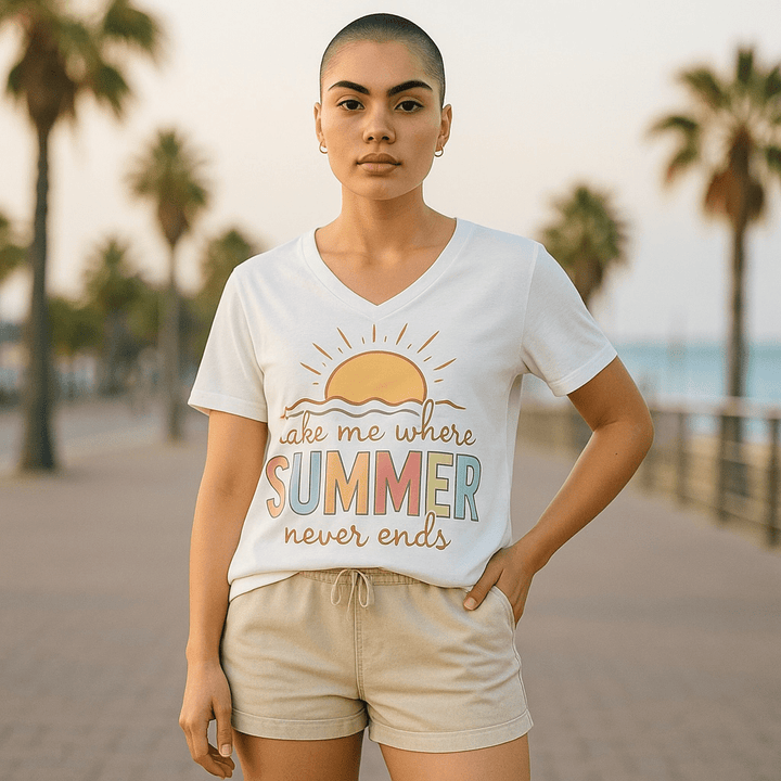 Take Me Where the Summer Never Ends T-Shirt: Women's Relaxed Fit - Real Moms Boutique LLC
