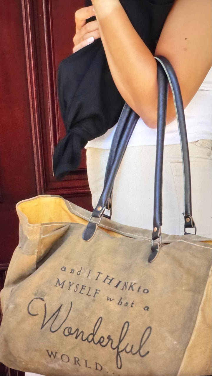 Wonderful World Recycled Military Tent Tote - Real Moms Boutique LLC