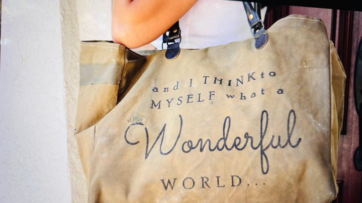 Wonderful World Recycled Military Tent Tote - Real Moms Boutique LLC