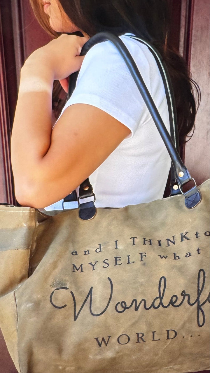 Wonderful World Recycled Military Tent Tote - Real Moms Boutique LLC